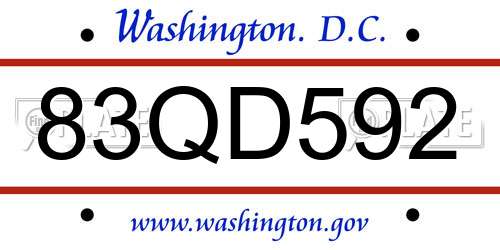 83QD592 District Of Columbia License Plate
