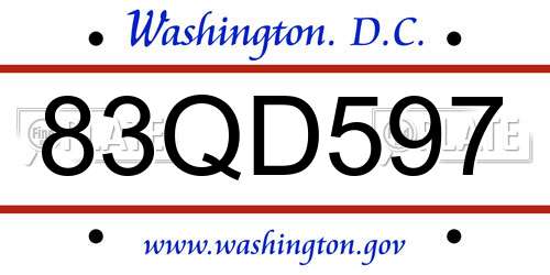 83QD597 District Of Columbia License Plate
