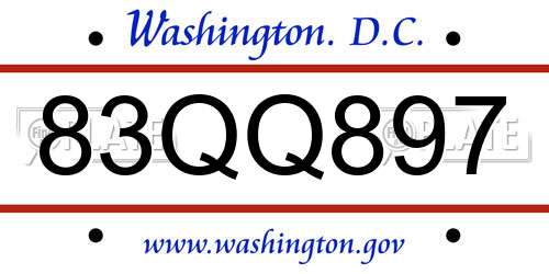 83QQ897 District Of Columbia License Plate