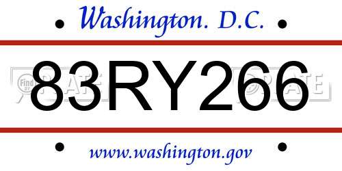 83RY266 District Of Columbia License Plate