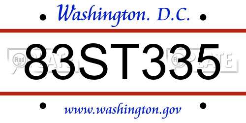 83ST335 District Of Columbia License Plate