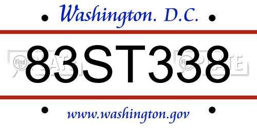 83ST338 District Of Columbia License Plate
