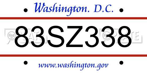 83SZ338 District Of Columbia License Plate