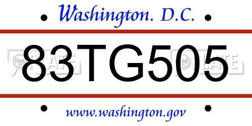 83TG505 District Of Columbia License Plate