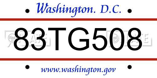83TG508 District Of Columbia License Plate