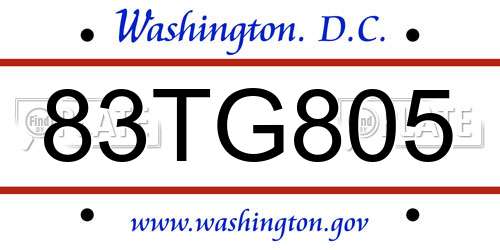 83TG805 District Of Columbia License Plate