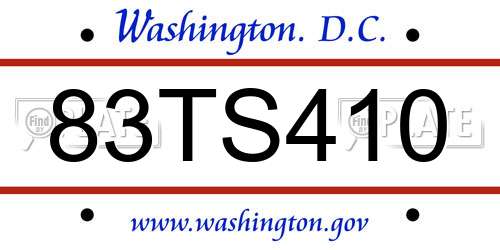 83TS410 District Of Columbia License Plate