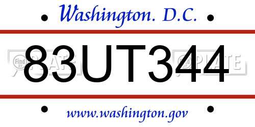83UT344 District Of Columbia License Plate