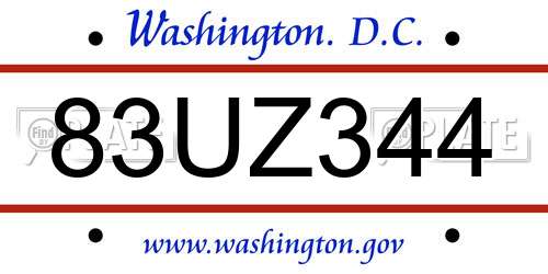 83UZ344 District Of Columbia License Plate