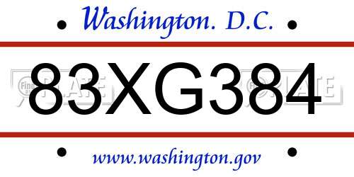 83XG384 District Of Columbia License Plate