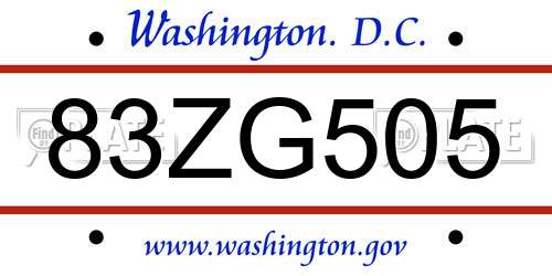83ZG505 District Of Columbia License Plate