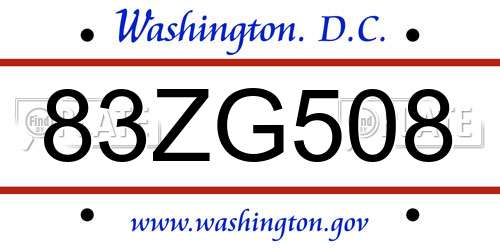 83ZG508 District Of Columbia License Plate