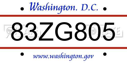 83ZG805 District Of Columbia License Plate