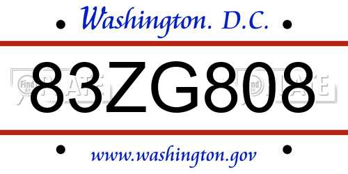 83ZG808 District Of Columbia License Plate