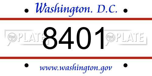8401 District Of Columbia License Plate