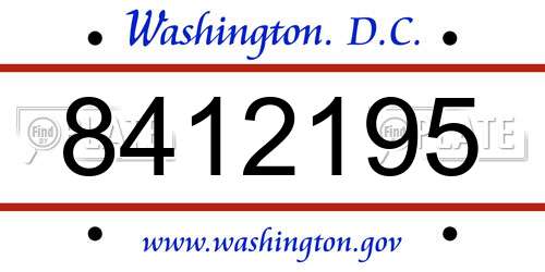 8412195 District Of Columbia License Plate