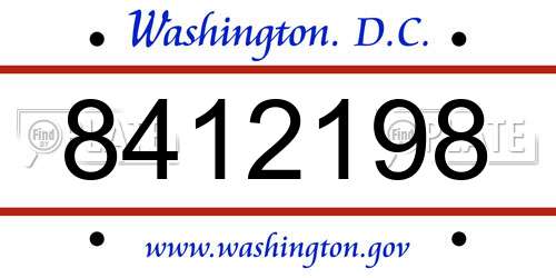 8412198 District Of Columbia License Plate