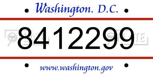 8412299 District Of Columbia License Plate