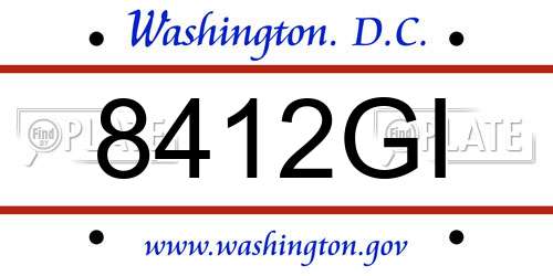 8412GI District Of Columbia License Plate