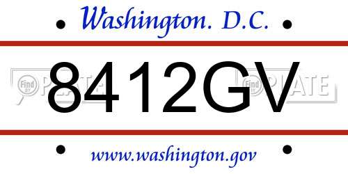 8412GV District Of Columbia License Plate