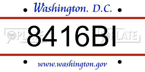 8416BI District Of Columbia License Plate