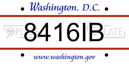 8416IB District Of Columbia License Plate