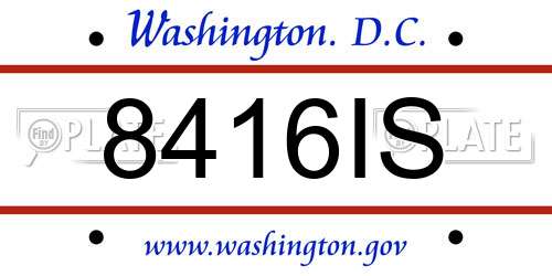 8416IS District Of Columbia License Plate