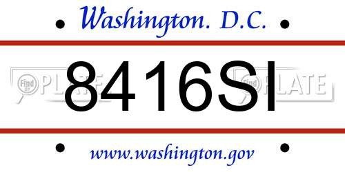 8416SI District Of Columbia License Plate