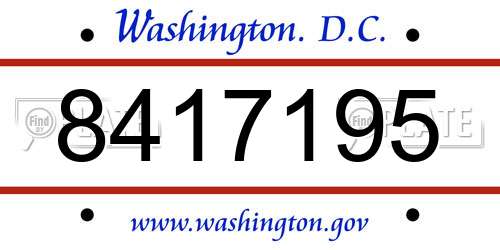 8417195 District Of Columbia License Plate