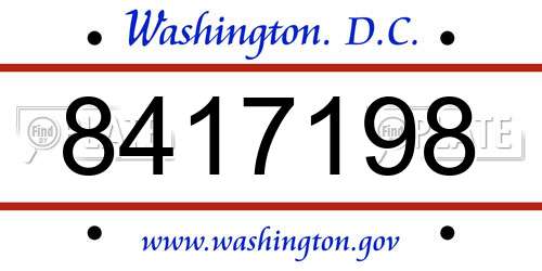8417198 District Of Columbia License Plate