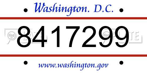 8417299 District Of Columbia License Plate