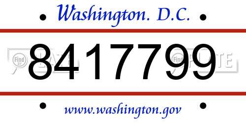 8417799 District Of Columbia License Plate