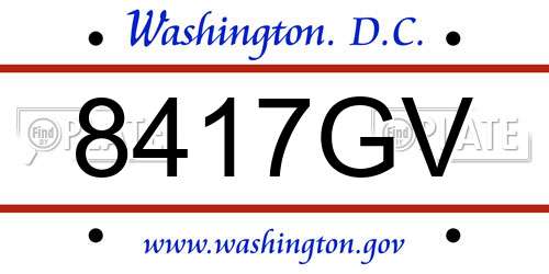 8417GV District Of Columbia License Plate