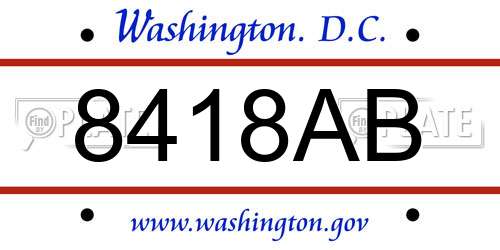 8418AB District Of Columbia License Plate
