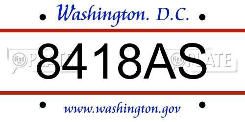8418AS District Of Columbia License Plate