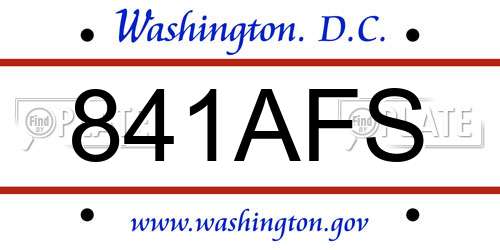 841AFS District Of Columbia License Plate