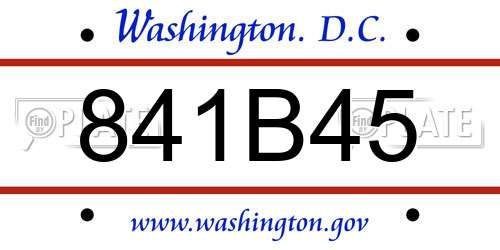 841B45 District Of Columbia License Plate
