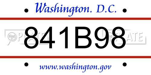 841B98 District Of Columbia License Plate