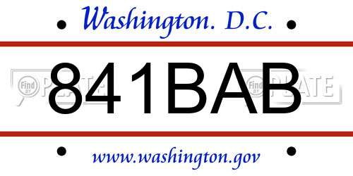 841BAB District Of Columbia License Plate