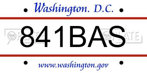 841BAS District Of Columbia License Plate