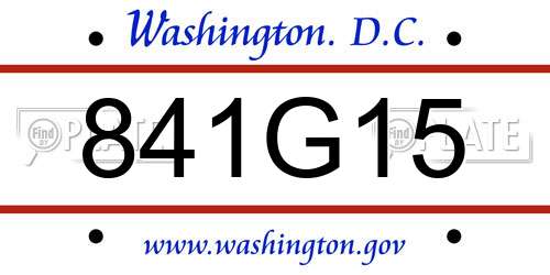 841G15 District Of Columbia License Plate
