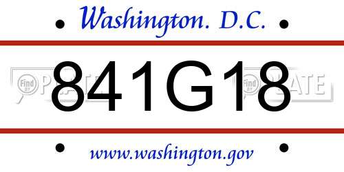 841G18 District Of Columbia License Plate