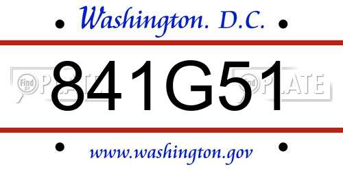 841G51 District Of Columbia License Plate