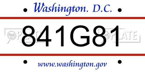 841G81 District Of Columbia License Plate