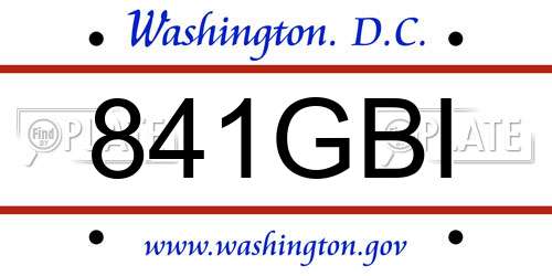 841GBI District Of Columbia License Plate