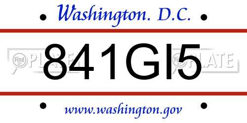 841GI5 District Of Columbia License Plate