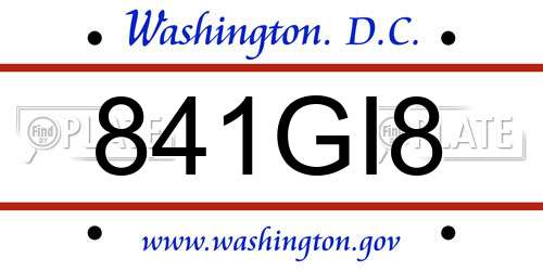 841GI8 District Of Columbia License Plate