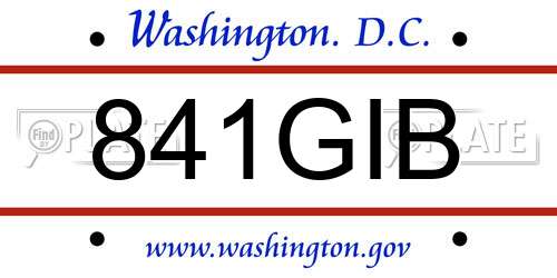 841GIB District Of Columbia License Plate