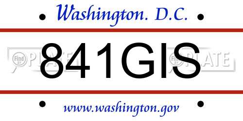 841GIS District Of Columbia License Plate