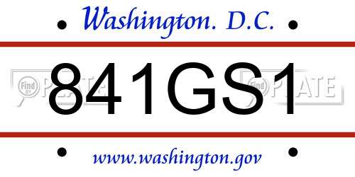 841GS1 District Of Columbia License Plate